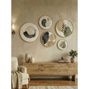 Imagine Set 5 decoratiuni de perete MDF, Huhu874, Cadru: 100% LEMN MASIV (Grosime: 1, 5 cm), Multicolor