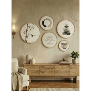Imagine Set 5 decoratiuni de perete MDF, Huhu875, Cadru: 100% LEMN MASIV (Grosime: 1, 5 cm), Multicolor