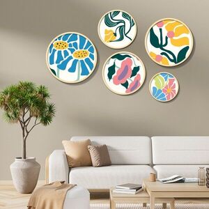 Imagine Set 5 decoratiuni de perete MDF, Yats-02, Dimensiune: 43, 5 x 43, 5 cm (1 bucată), Multicolor