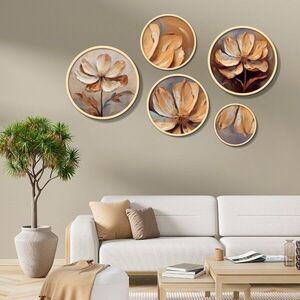 Imagine Set 5 decoratiuni de perete MDF, Yats-19, Dimensiune: 43, 5 x 43, 5 cm (1 bucată), Multicolor