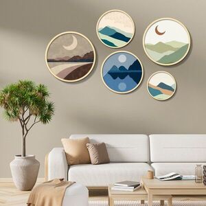 Imagine Set 5 decoratiuni de perete MDF, Yats-23, Dimensiune: 43, 5 x 43, 5 cm (1 bucată), Multicolor