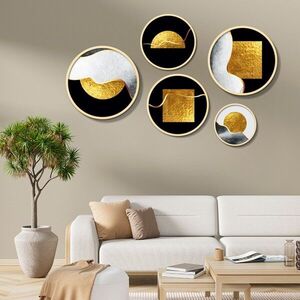 Imagine Set 5 decoratiuni de perete MDF, Yats-09, Dimensiune: 43, 5 x 43, 5 cm (1 bucată), Multicolor