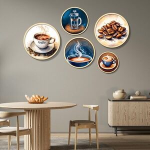 Imagine Set 5 decoratiuni de perete MDF, Yats-11, Dimensiune: 43, 5 x 43, 5 cm (1 bucată), Multicolor