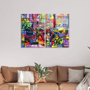 Imagine Set 2 decoratiuni de perete din sticla temperata, 2001, Dimensiune: 45 x 65 cm (2 bucăți), Multicolor