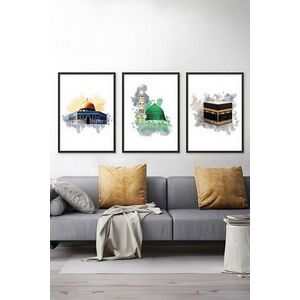 Imagine Set 3 tablouri decorative, Artsycllct4, Fără ramă, Multicolor
