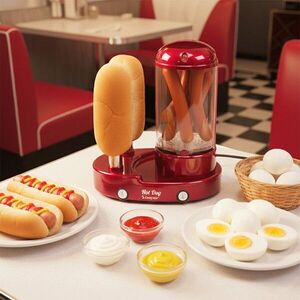 Imagine Aparat de preparat hot dog si fierbator oua, 3 in 1, Beper, 440W, rosu
