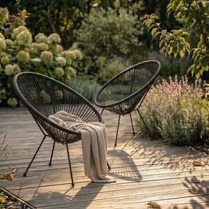 Imagine Set 2 scaune pentru terasa/gradina Acapulco Fiesta, Homla, 70x73x80 cm, metal/plastic, negru