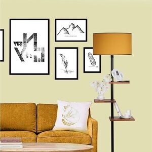 Imagine Lampadar cu 3 rafturi, Luin, 8270-9, E27, 60 W, metal/lemn/textil