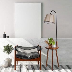 Imagine Lampadar cu masuta, Luin, 8272-4, E27, 60 W, metal/lemn/textil