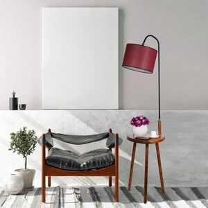 Imagine Lampadar cu masuta, Luin, 8272-6, E27, 60 W, metal/lemn/textil