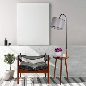 Imagine Lampadar cu masuta, Luin, 8272-8, E27, 60 W, metal/lemn/textil