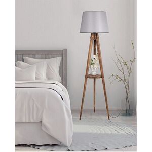 Imagine Lampadar cu raft, Luin, 8283-7, E27, 60 W, lemn/textil