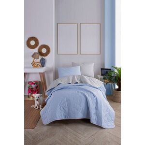Imagine Set cuvertura Single 160x220 cm, 2 piese, L'essentiel Maison, Solid, Albastru deschis / Gri