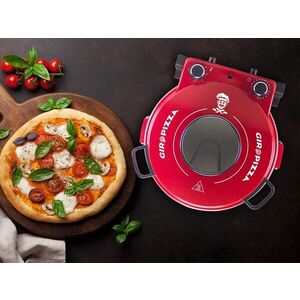 Imagine Cuptor electric pizza Beper, 36x35x17.5 cm, 1200W, 5 trepte, ceramica/inox, rosu