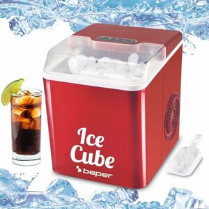 Imagine Masina pentru cuburi de gheata Beper, 29.8x22.5x29 cm, 100W, 1.3L, ABS/polipropilena/inox, rosu