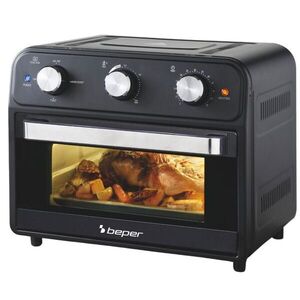Imagine Cuptor multifunctional cu friteuza cu aer cald Beper, 41x35x39 cm, 1800W, 24L, metal/inox/sticla, negru