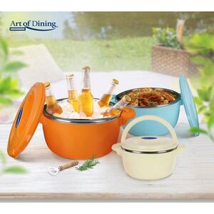 Imagine Set 3 caserole termice Belly orange, Art of Dining by Heinner, 2L/4L/6L, inox/polipropilena, multicolor