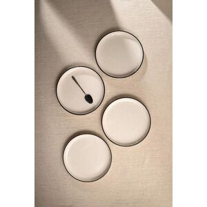 Imagine Set 4 farfurii intinse Azra, Homla, 27.5 cm, ceramica, bej/negru