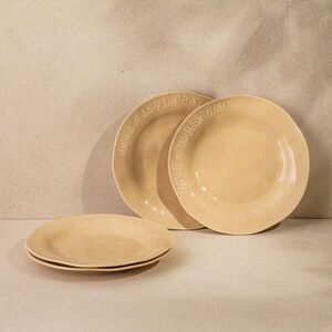 Imagine Set 4 farfurii desert Isernia, Homla, 20 cm, portelan, bej
