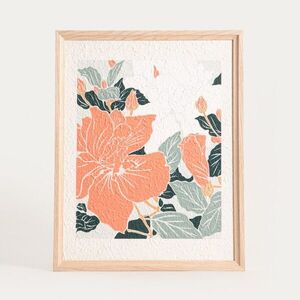 Imagine Tablou decorativ floare Saaro, Homla, 40x50x2 cm, lemn/hartie, natur