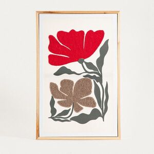 Imagine Tablou decorativ plante abstracte Saaro, Homla, 38x58x3 cm, lemn/hartie, natur