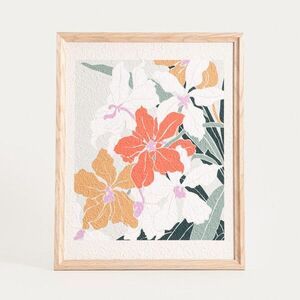 Imagine Tablou decorativ hibiscus Saaro, Homla, 40x50x2 cm, lemn/hartie, natur