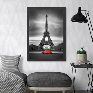 Imagine Tablou decorativ, Eiffel Tower (35 x 45), Polistiren, Negru/Rosu