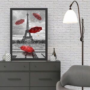 Imagine Tablou decorativ, Eiffel Tower 3 (35 x 45), Polistiren, Negru/Rosu