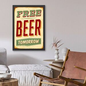 Imagine Tablou decorativ, Free Beer (35 x 45), Polistiren, Verde / Roșu / Crem