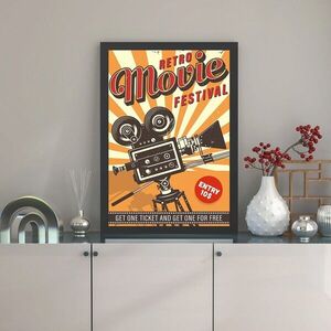 Imagine Tablou decorativ, Retro Movie Festival (35 x 45), Polistiren, Multicolor