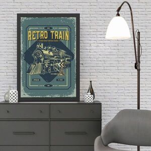 Imagine Tablou decorativ, Retro Train (35 x 45), Polistiren, Multicolor