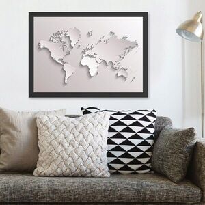 Imagine Tablou decorativ, World (35 x 45), Polistiren, Alb/Negru