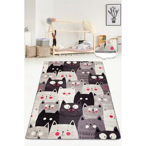 Imagine Covor pentru copii, Cats Gray Djt, 80x100 cm, Poliester, Multicolor