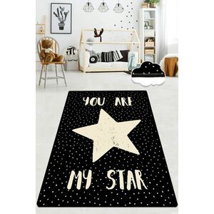Imagine Covor pentru copii, My Star DJT, 80x100 cm, Poliester, Alb/Negru