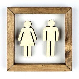 Imagine Decoratiune de perete, WC001, Lemn, Nuc/Alb