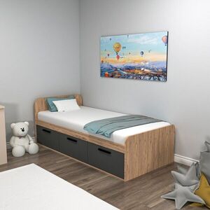 Imagine Pat de o persoană, Hanah Home, Akser, 91x50x193.6 cm, Pin Atlantic / Antracit