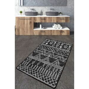 Imagine Covoras de baie, L'essentiel Maison, Straordinario Black Djt 70x120, 70x120 cm, Negru / Antracit / Alb
