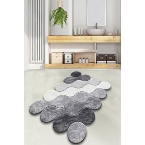 Imagine Covoras de baie, L'essentiel Maison, Circle, 70x120 cm, Gri / Gri deschis / Alb