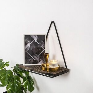 Imagine Raft de perete, Hanah Home, Begonia, 27x28x15 cm, Negru / Nuc Inchis