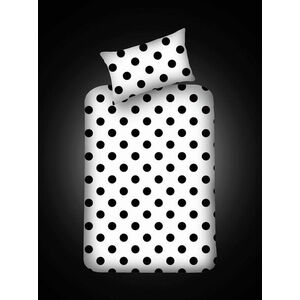 Imagine Set de pat pentru o persoana (cearceaf cu elastic si perna) 2 piese, L'essentiel Maison, Point, 65% bumbac/35% poliester, Alb/Negru