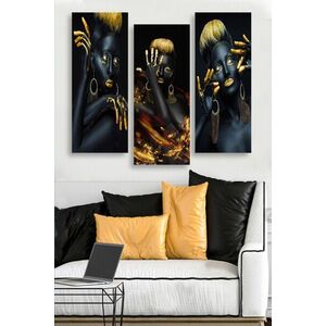 Imagine Tablou decorativ MDF, MDF0042, 20 x 50 cm, 3 piese, Multicolor