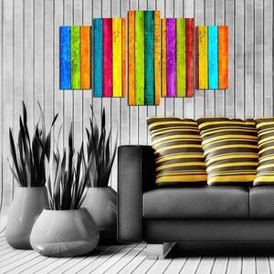Imagine Tablou decorativ MDF, 5ABSMDF-98, 20 x 60 cm, Multicolor