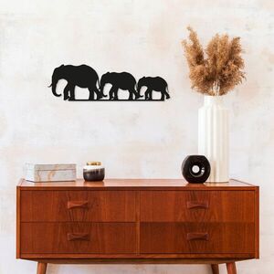 Imagine Decoratiune de perete, Elephants, Dimensiune: 15 x 50 cm, Negru