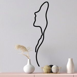 Imagine Decoratiune de perete, Woman Face Profile, Dimensiune: 18 x 0, 15 x 74 cm, Negru
