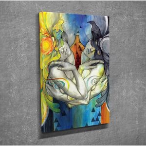 Imagine Tablou decorativ, DC341, Rama din lemn (grosime 3 cm), Multicolor