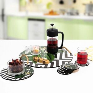Imagine Set tava servire + suporturi pahare, Hermia, 283PLN1103, Diametru placă de bază: 18 cm (1 bucată), Multicolor