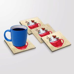 Imagine Set suporturi de pahare, Hermia, 366TYR1214, 10 x 10 x 1 cm, 4 piese, Multicolor