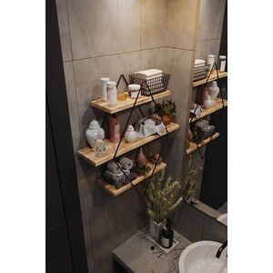 Imagine Raft de perete, Hanah Home, Prizma Raf, Sala mare tip 2, 70x16x60 cm, Aur/Negru