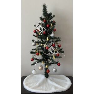 Imagine Covoras pentru brad, Pelush Christmas, 50x50 cm, Poliester, Ecru