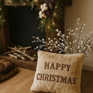 Imagine Perna, Happy Christmas, 43x43 cm, Poliester, Bej